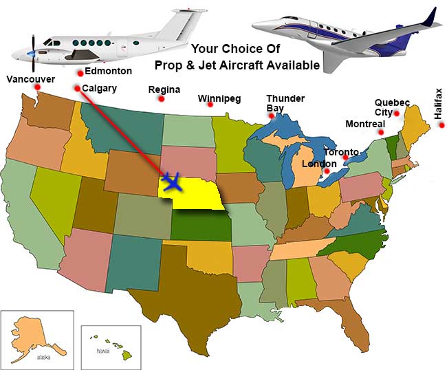 Nebraska Charter Flights / Direct Flights To Nebraska